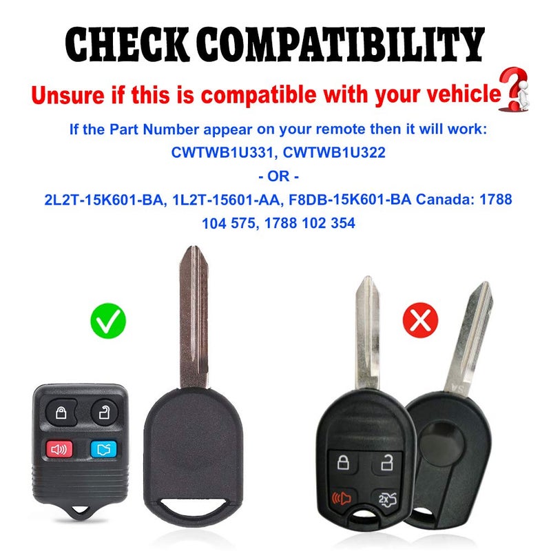 Beefunny Pair Replacement Upgraded Flip Remote Car Key Fob 315MHz 4D63 Chip for Ford Lincoln Mercury CWTWB1U345, CWTWB1U331, CWTWB1U322, GQ43VT11T - Image 2
